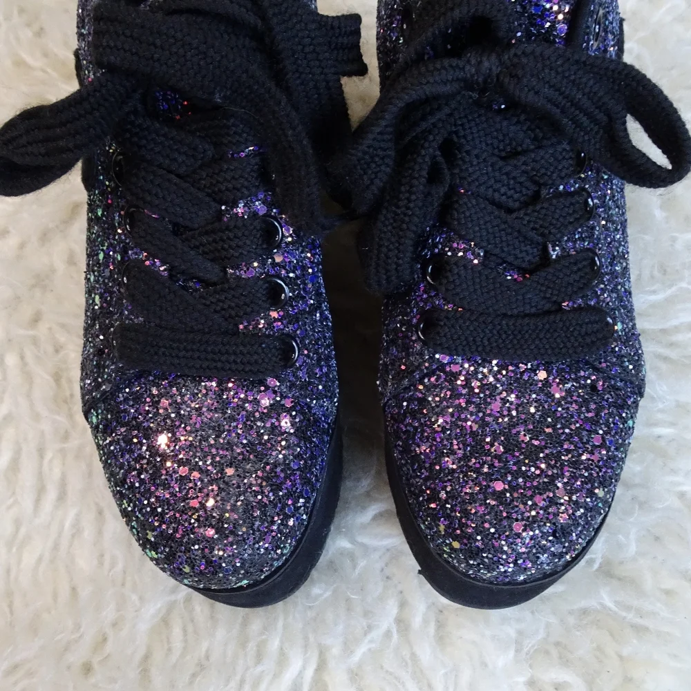 Black and Purple Glitter YRU Lala Platform Sneakers Size 6 - Picture 4 of 6